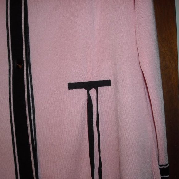 Womens Exclusively Misook Pink Black Cardigan Sweater Jacket Top Small - Picture 3 of 4